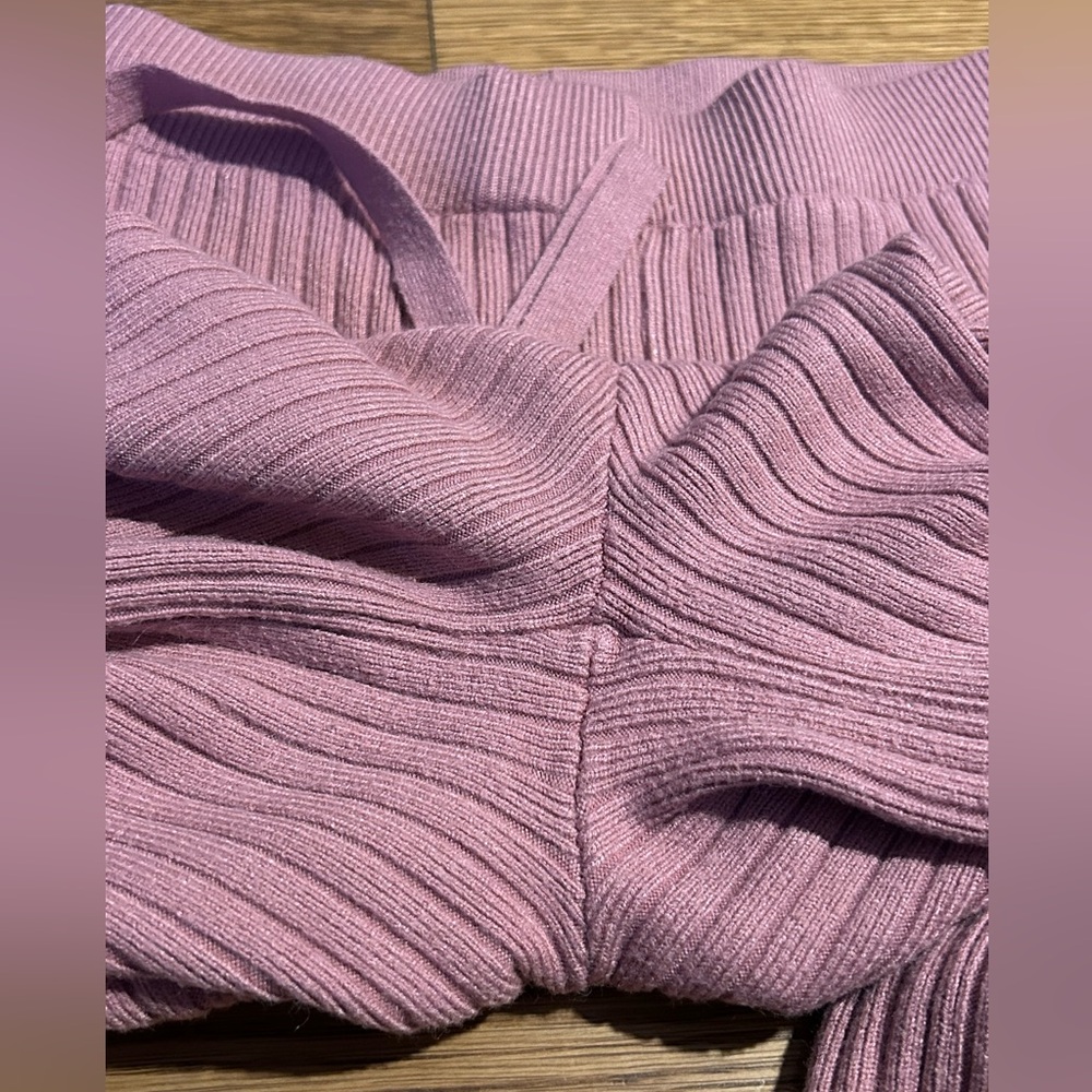 *Lulu's 2 pc Mauve Ribbed Knit Sweater & Pants Set - Picture 12 of 15